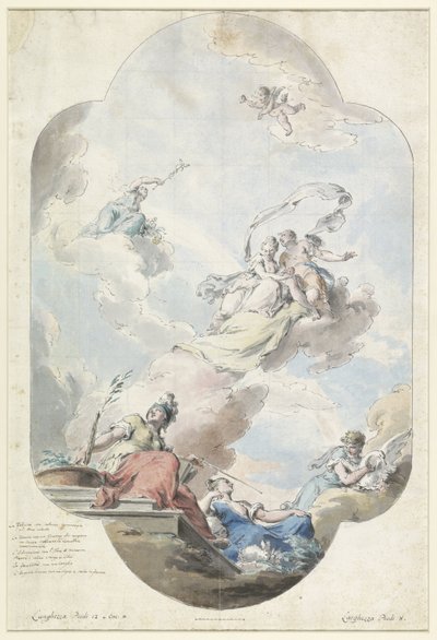 Projeto para uma pintura de teto com uma alegoria nupcial de Pietro Antonio III Novelli