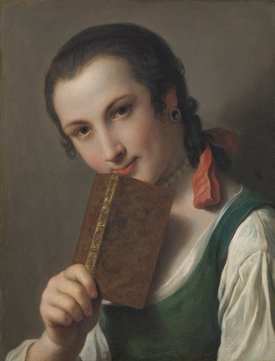 Uma jovem mulher com um livro de Pietro Antonio Rotari