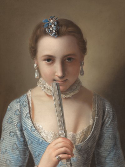 Mulher jovem com um leque de Pietro Antonio Rotari