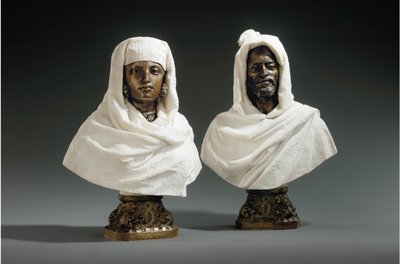 Bustos de um Sheik e de um Sheikha, c.1865-70 de Pietro Calvi