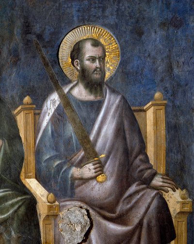O Juízo Final: Detalhe do Apotle Saint Paul (Fresco de Pietro Cavallini