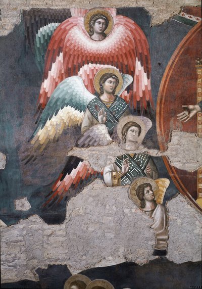 O Juízo Final, detalhe dos anjos - Fresco de Pietro Cavallini
