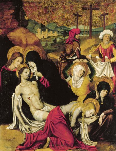 Deposição de Cristo, ou Pieta de Tânger, por Pietro Cavaro (activo 1508-1538), tempera no painel de Pietro Cavaro