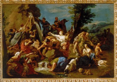 Moisés golpeando a rocha no deserto,
segunda metade do século XVII (óleo sobre tela) de Pietro Dandini