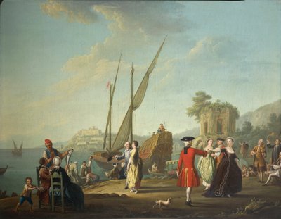 Minueto na Baia, hoje fração de Bacoli (Nápoles), na área de Campi Flegrei, de Pietro Fabris de Pietro Fabris