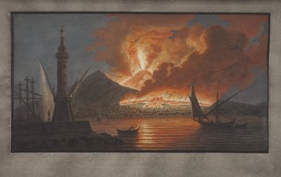 Placa VI de Campi Phlegraei: Observações dos Vulcões das Duas Sicílias por William Hamilton, 1776 (wc no papel) de Pietro Fabris