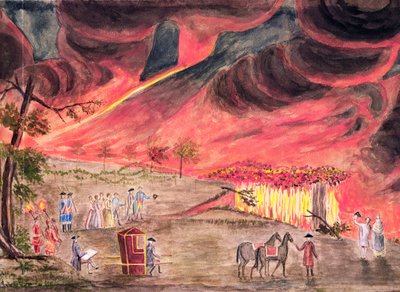Sir William Hamilton (1730-1803) Estudando a erupção do Vesúvio em 1771 de Pietro Fabris