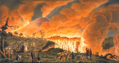 Vista de Hamilton escoltando suas majestades sicilianas em 11 de maio de 1771, para observar o fluxo de lava, 1 de Pietro Fabris