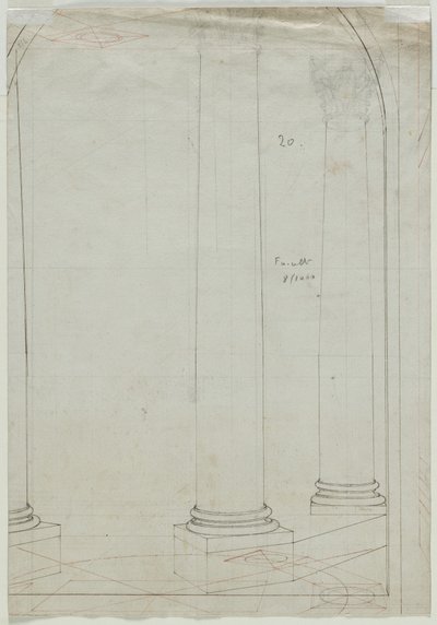Desenho Arquitetônico de Colunas (verso) de Pietro Fancelli