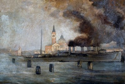 Igreja de São Justus em Veneza, de Pietro Fragiacomo (1856-1922), óleo sobre painel, 39x58 cm de Pietro Fragiacomo