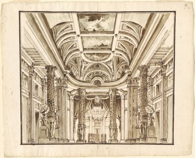 Fantasia de um Grande Salão com Colunas Basketweave de Pietro Gonzaga