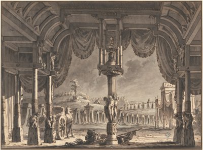 Cenário de um antigo acampamento romano à noite (reto) de Pietro Gonzaga