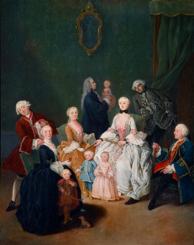 Retrato de família. Pintura de Pietro Longhi (1702-1785) 1752 aproximadamente. Sol. 62x50 cm Veneza, Ca