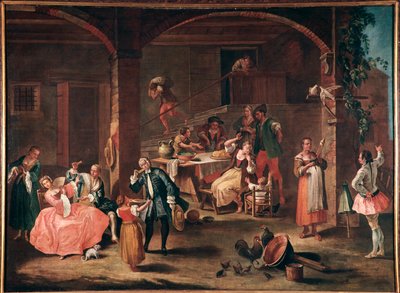 La merenda in campagna (O lanche no campo) Pintura de Pietro Longhi (1702-1785) cerca de 1750 Dim 96x131 cm Veneza, Ca