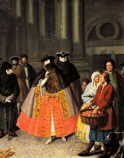Conversas entre máscaras Baute, de Pietro Longhi (1701-1785) de Pietro Longhi