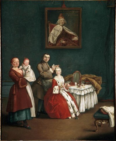 The hairdresser (O cabeleireiro) Pintura de Pietro Longhi (1701-1785) 1760 Dim 63x51 cm Veneza, Ca 