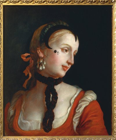 Veneza: Mulher com uma mancha de beleza, de Pietro Longhi de Pietro Longhi