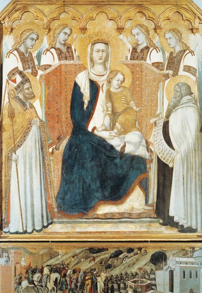 Itália, Siena, Madonna com anjos e santos de Pietro Lorenzetti