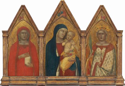 Madona e o Menino com a Benção de Cristo, e os Santos Maria Madalena e ..., provavelmente 1340. de Pietro Lorenzetti