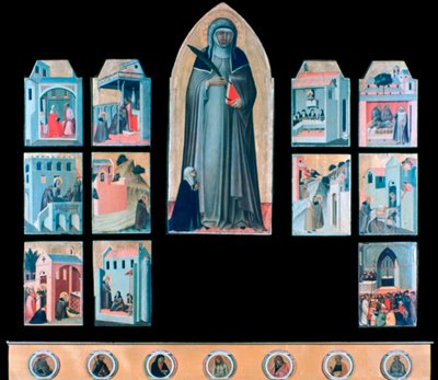 A humildade abençoada e onze histórias de sua vida, c1306-1348 de Pietro Lorenzetti