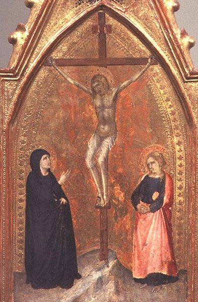 A Crucificação com a Virgem Maria e o Teólogo João, c.1330 (tempera no painel) de Pietro Lorenzetti