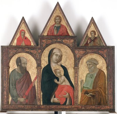 Virgem e Menino com os Santos Paulo e Pedro,
1310 - 20 (têmpera a ovo e ouro sobre madeira) de Pietro Lorenzetti