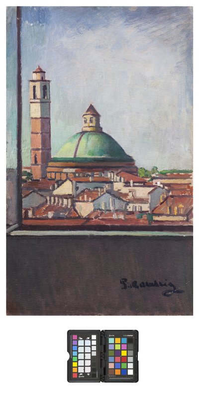 San Carlo Dome em Milão, 1928 (óleo sobre tela) de Pietro Marussig