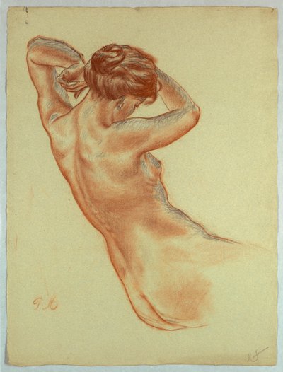 Meia figura de uma mulher nua sentada de Pietro Montana