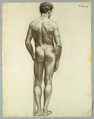 Nu masculino em pé visto de costas de Pietro Montana