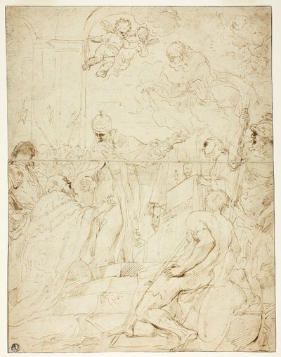 Santo Aparecido ao Governante (reto); Flying Putto (verso) de Pietro Novelli