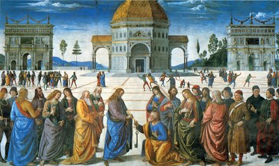 Entrega das chaves a São Pedro, 1481 de Pietro Perugino
