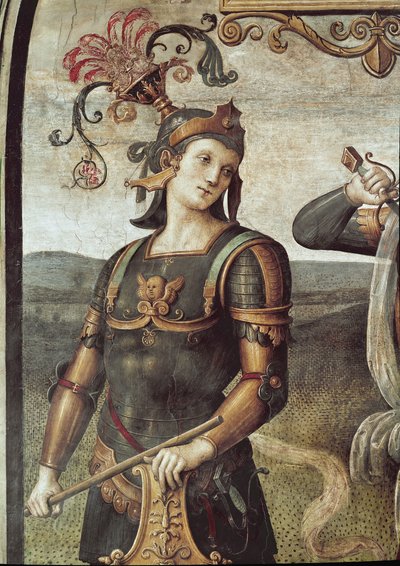 Lucius Quinctius, detalhe da Força e Temperança (Fresco de Pietro Perugino