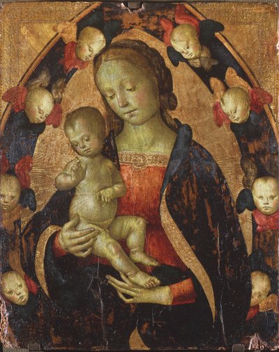 Madonna e criança cercada por querubins, c.1475 de Pietro Perugino