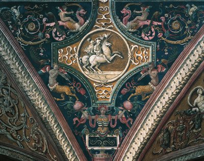 Planetas e motivos decorativos grotescos de Pietro Perugino