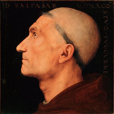 Retrato de Dom Baldassarre di Antonio di Angelo, monge da abadia de Vallombrosa Perfil de um monge do mosteiro de Vallombreuse. Pintura de Pietro Vannucci dit il Perugino (O Perugin de Pietro Perugino