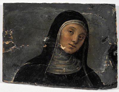 St Scholastica (óleo sobre madeira (fragmento) de Pietro Perugino