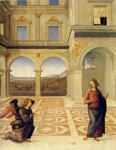 A Anunciação, ca 1498 de Pietro Perugino