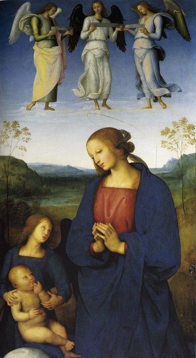 A Virgem e o Menino com um Anjo, c.1496-1500 (óleo sobre madeira) de Pietro Perugino