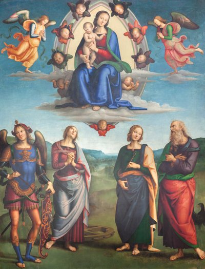 Virgem com criança em glória com santos de Pietro Perugino