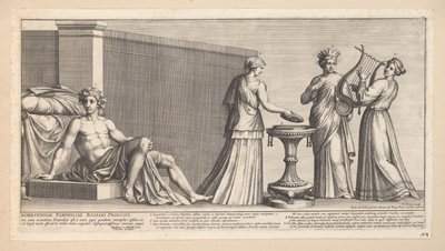 Casamento Aldobrandiniano (parte direita) Nova nupta in geniali thalamo (título no objeto) de Pietro Sante Bartoli