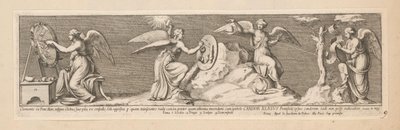 Quatro anjos Clemente VII Ponto Máx. uma notável bola, ou bola, de cristal, oposta ao Sol, à medida que passam todos os raios (...) (título sobre objeto) Geschiedenis van keizer Constantijn (título da série) de Pietro Sante Bartoli