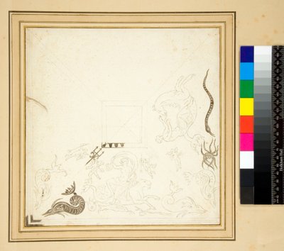 Um desenho incompleto do pavimento em mosaico &39;Carciofolo&39; (lápis) de Pietro Santi Bartoli