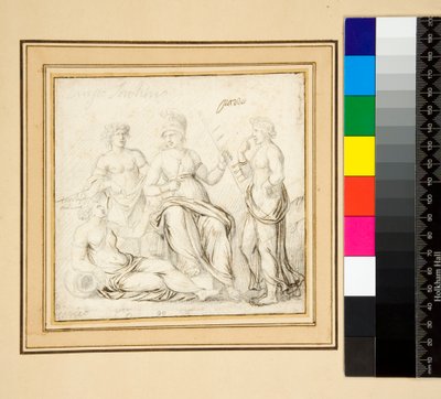 Athena e três mulheres. (caneta e lápis) de Pietro Santi Bartoli