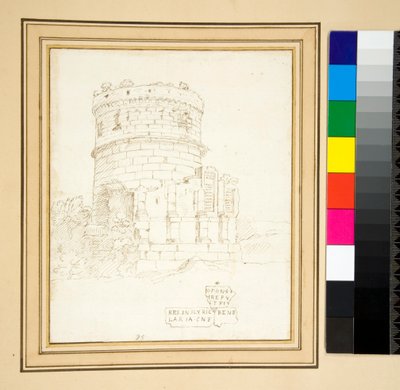 P e n sketch do túmulo do Plautii (caneta) de Pietro Santi Bartoli