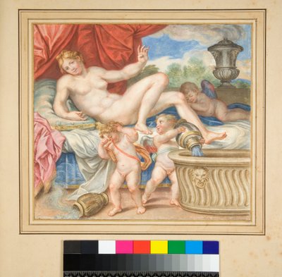 Danae reclinada com os cupidos mostrados de Pietro Santi Bartoli