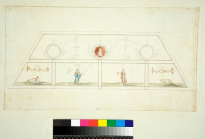 Abóbada da Villa Madama (giz preto, alguns com caneta e tinta castanha. cor com aguarela) de Pietro Santi Bartoli