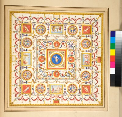 Volta del Palazzo di Augusto (giz preto, alguns com caneta e tinta marrom. cor com aquarela) de Pietro Santi Bartoli