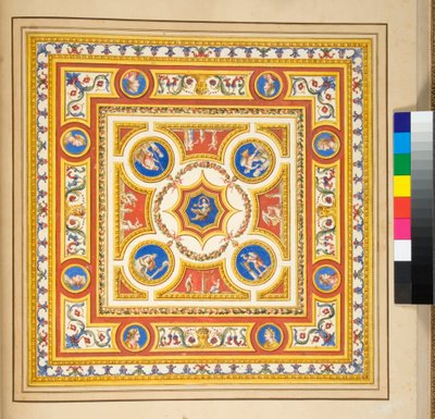 Volta del Palazzo di Augusto (giz preto, alguns com caneta e tinta castanha. cor com aguarela) de Pietro Santi Bartoli