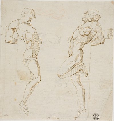 Estudos para Ladrões na Cruz (anverso), Esboço de Figuras (verso) de Pietro Testa