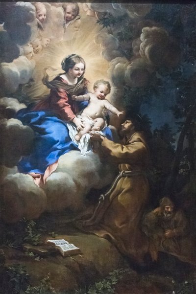 Vision of Mary to St Francis, c.1641 (óleo sobre tela) de Pietro da (1596 1669) Cortona